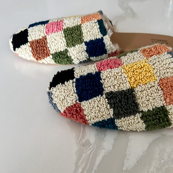Anthropologie x Emily Isabella Checkered Colorful Sherpa Slippers Womens Medium - Picture 9 of 16